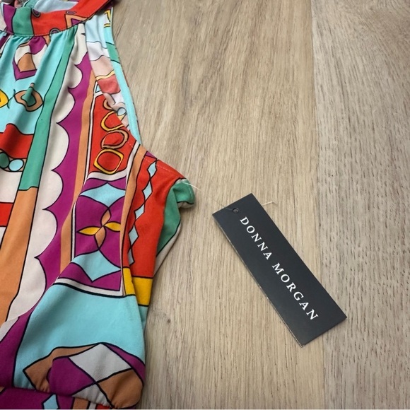 NWT Donna Morgan Maisie Pleated Maxi Sundress Aqua Citrus size 8 - Picture 11 of 15